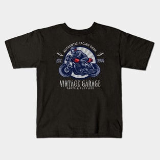 Vintage Garage Racing Gear Motorcycle Design Kids T-Shirt